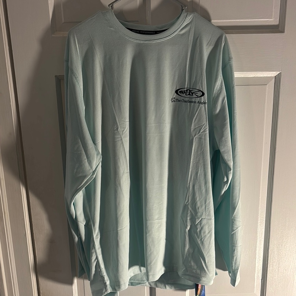 Blue Long Sleeve Tee Relaxed Fit Crew Neck